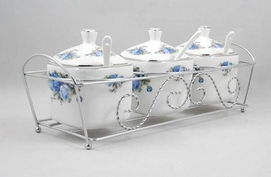 紅牡丹骨瓷調(diào)味罐三件套 非陶瓷的廚房藝術(shù)與實(shí)用之選